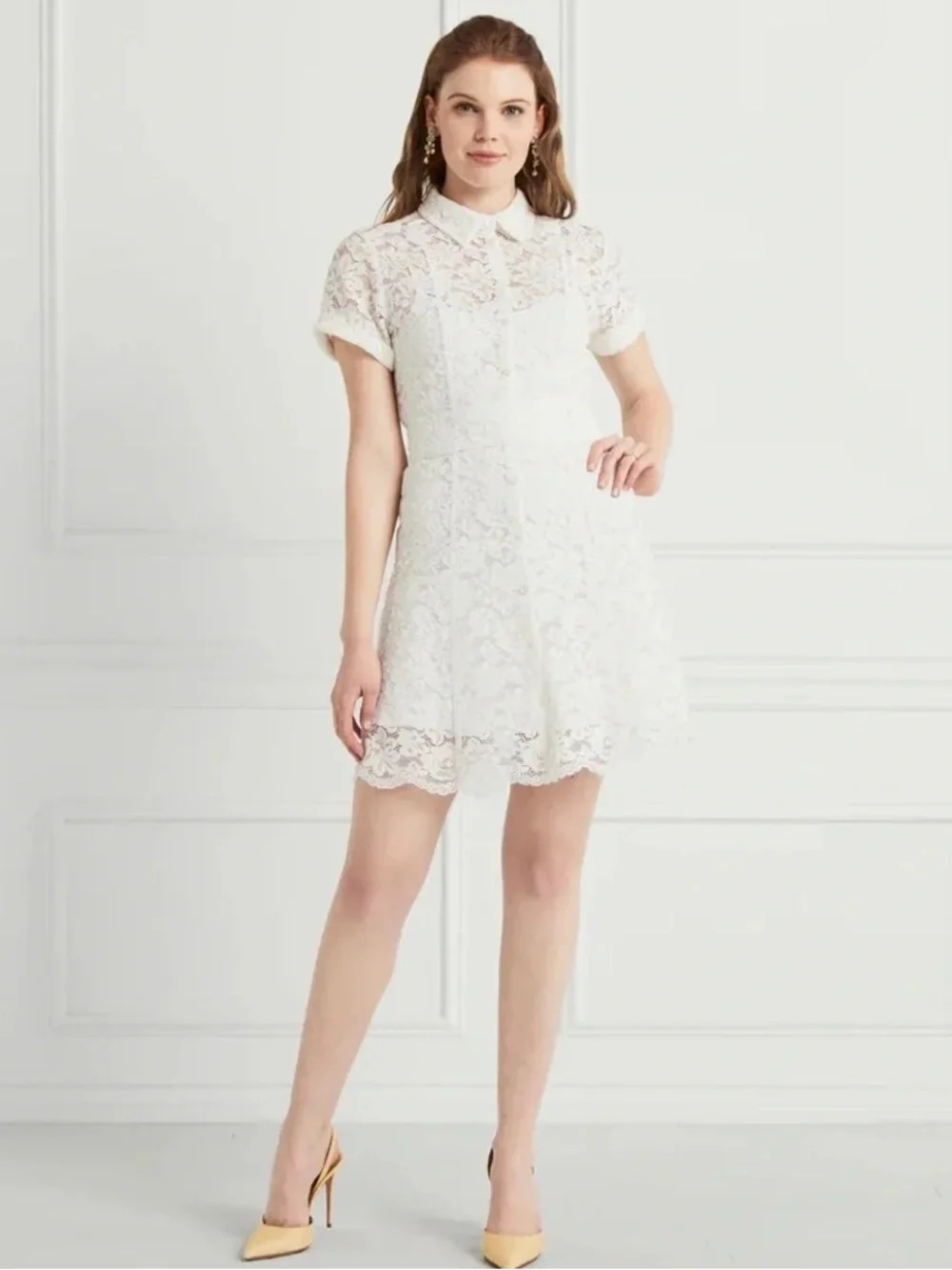 NWOT Hill House Home The Laura Shirt Dress White Lace Large Bridal Bride - Picture 6 of 9